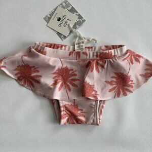 NWT Kate Quinn Skirted Swim Bottoms 6-12M Sunset Palm Pink/Red Orange